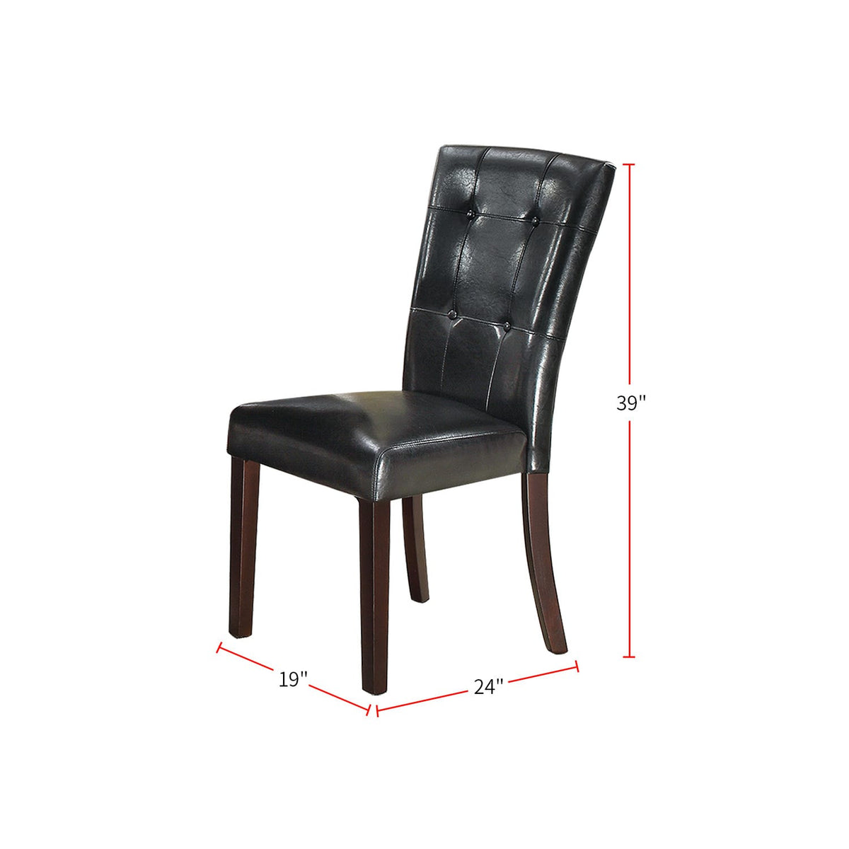 Black Faux Leather Dining Chairs - Set of 2 | Durable MDF Frame
