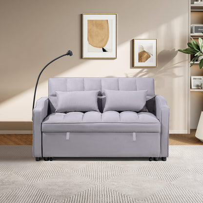 Grey Plywood Sofa Bed with USB Stand for Living Room Comfort