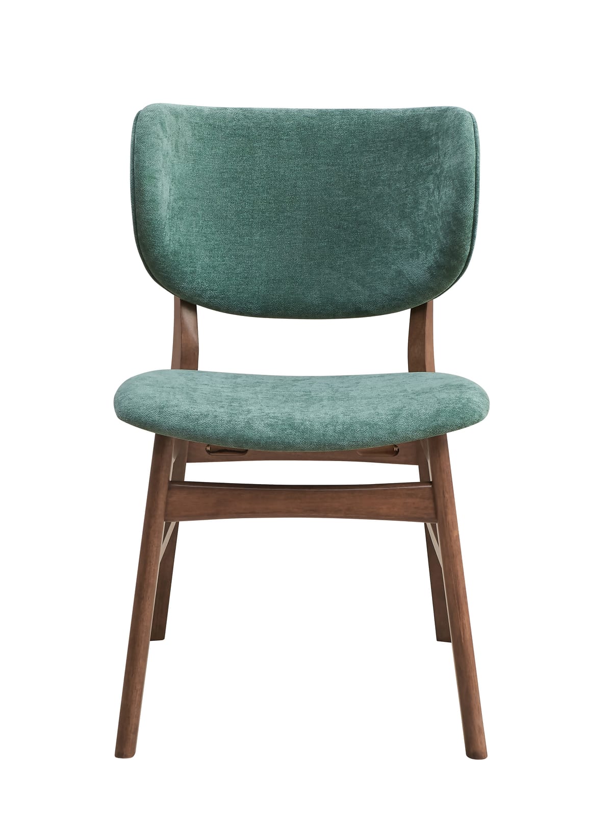 Mid-Century Modern Dining Chairs - Set of 2 Green Walnut Finish