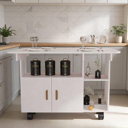Dining Room Modern Folding Dining Table with Wheels for Kitchen Storage and Living