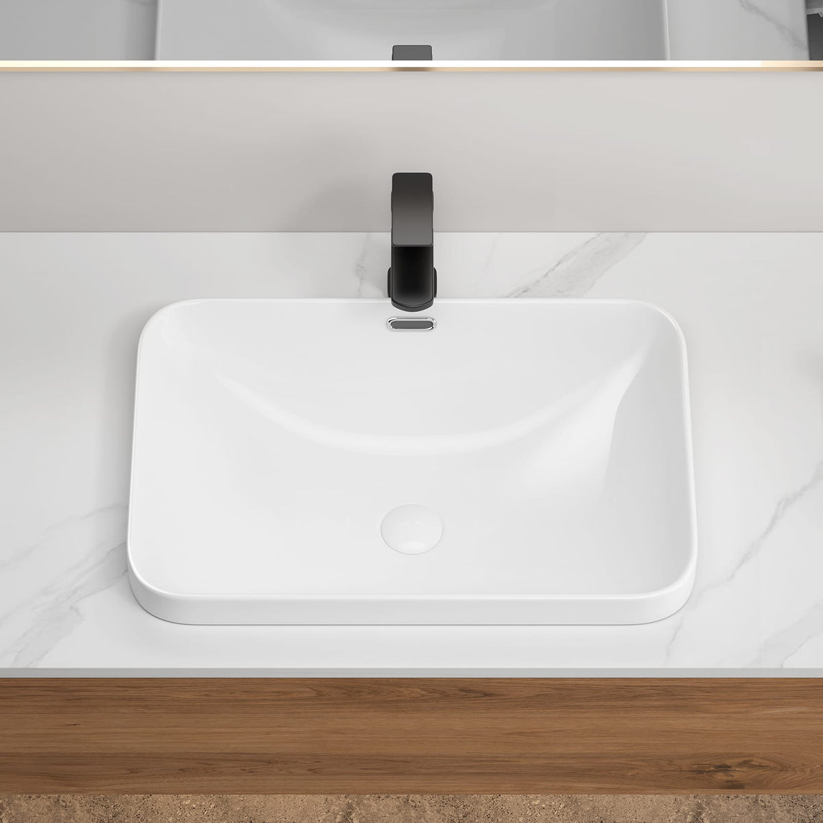 Milk White Ceramic Undermount Bathroom Sink for Vanity Upgrade