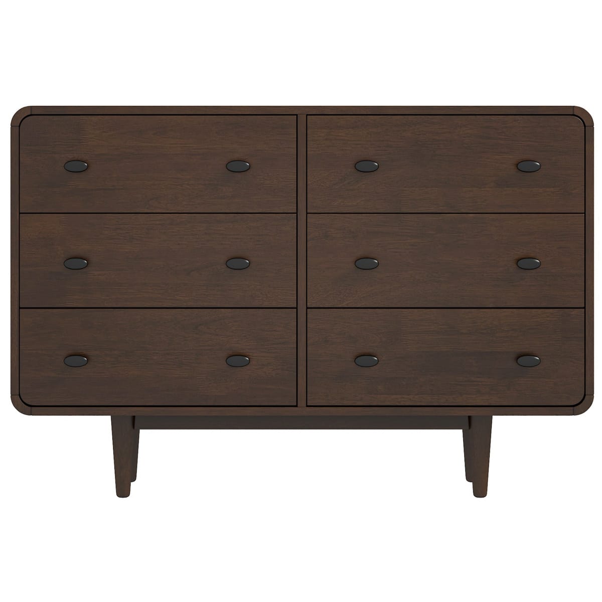 31.5" Brown Solid Wood Mid-Century Dresser for Bedroom