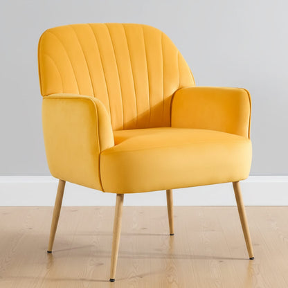 Yellow Velvet Accent Chair - Modern Bedroom Sofa