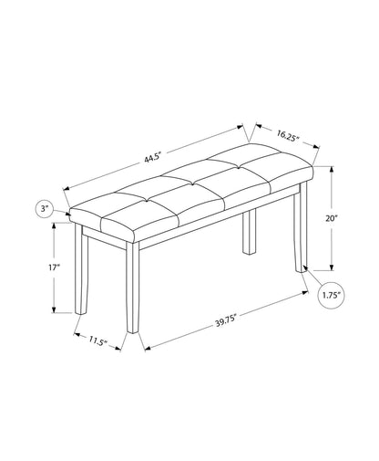 44" Brown Rectangular Upholstered Dining Bench