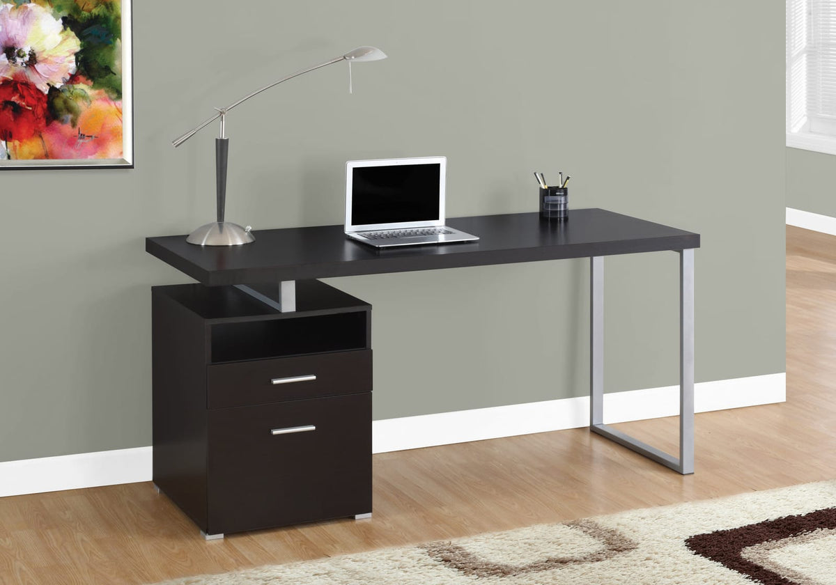 60 inch Espresso Particle Board Computer Desk with Storage Drawers