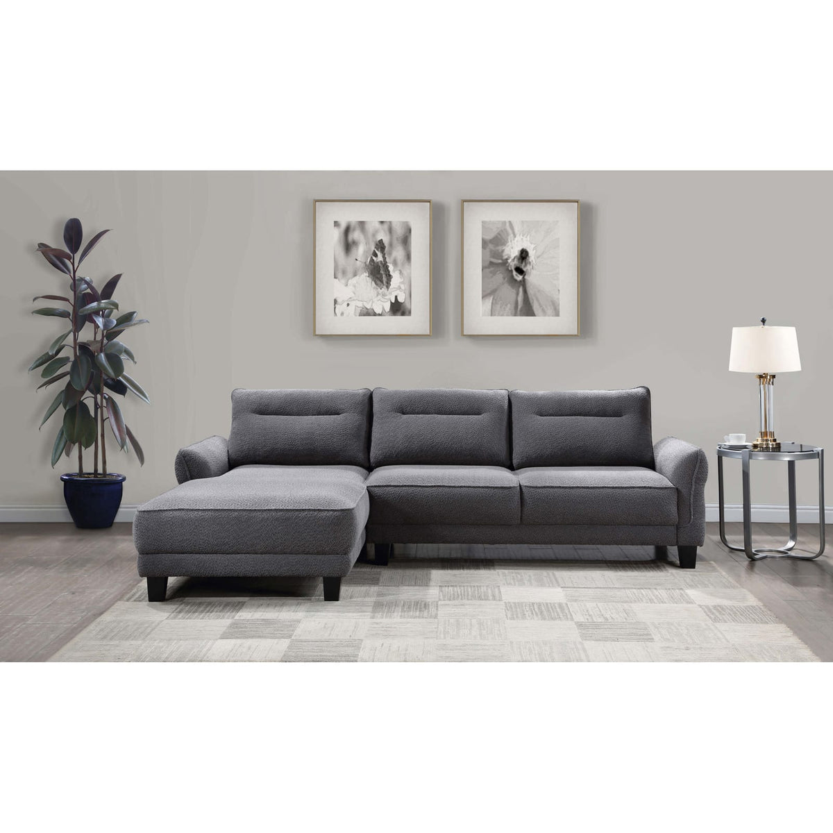 Verona Grey Loose Back Sectional Sofa - L-Shaped, 4 Seats