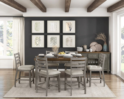 Traditional Cherry & Gray Counter Height Dining Table - Seats 6