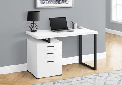 48" White Computer Desk with Storage Drawers