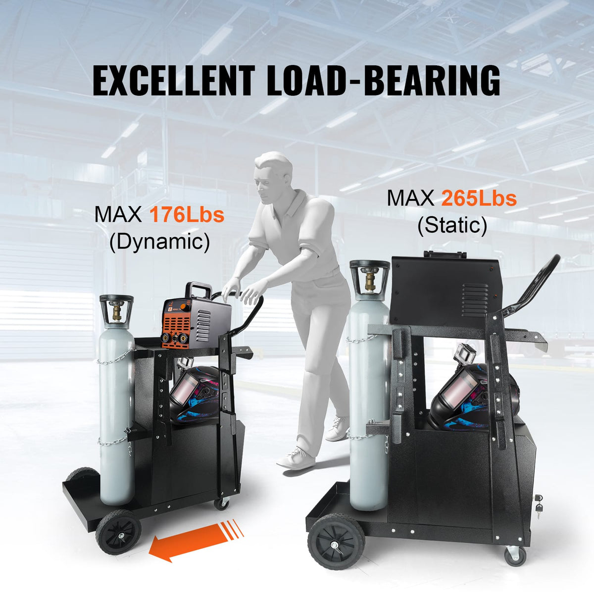 2-Tier Iron Welder Cart - MIG Plasma Cutter Storage