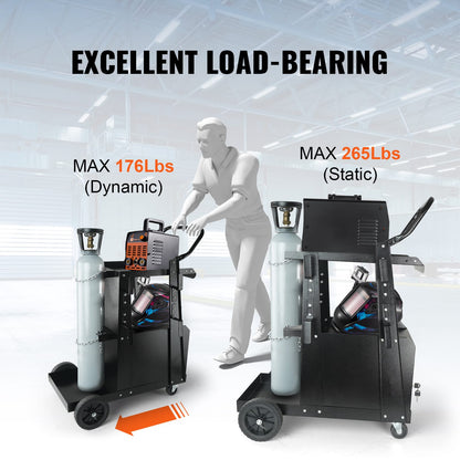 2-Tier Iron Welder Cart - MIG Plasma Cutter Storage
