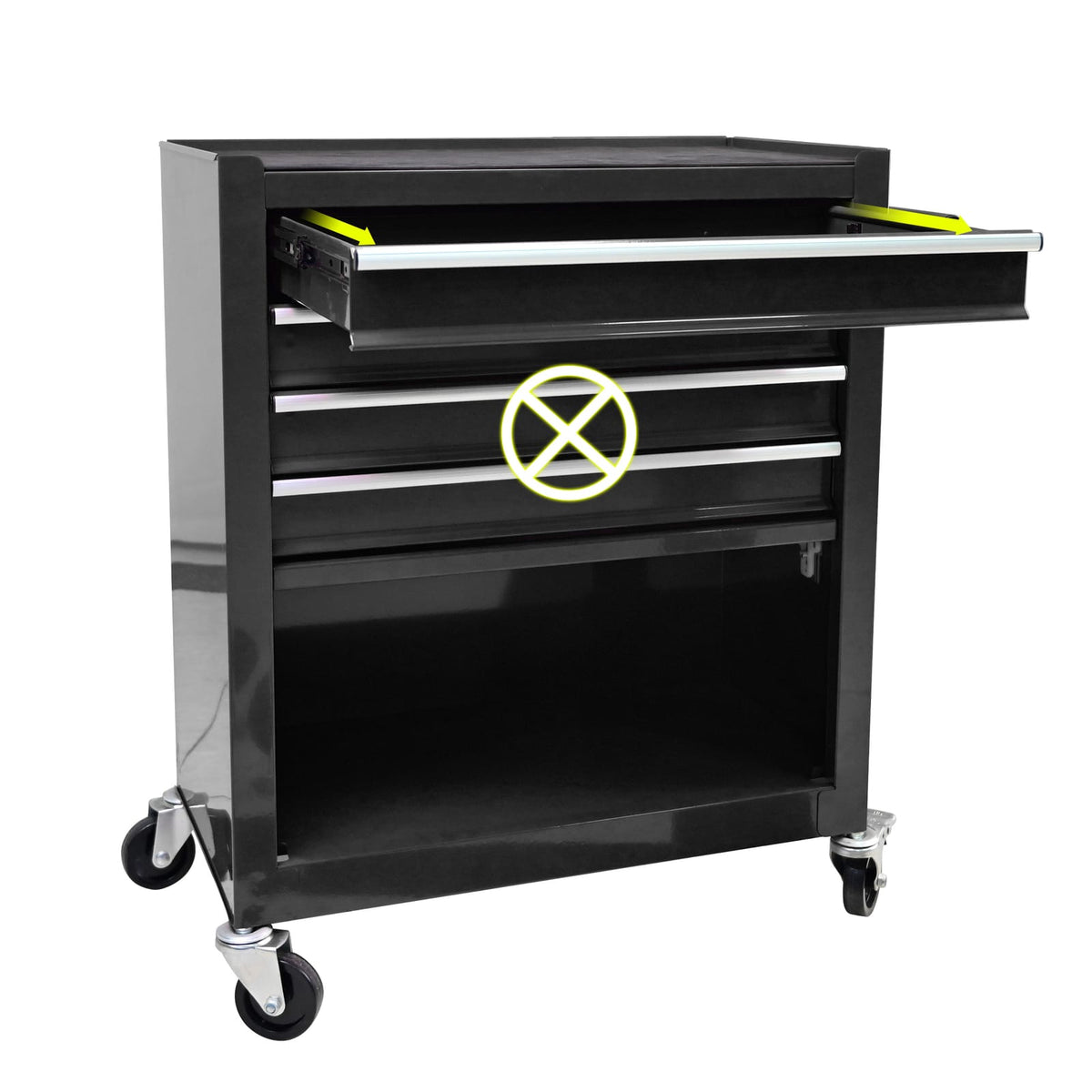 4 Drawer Tool Cart with Wheels - Black