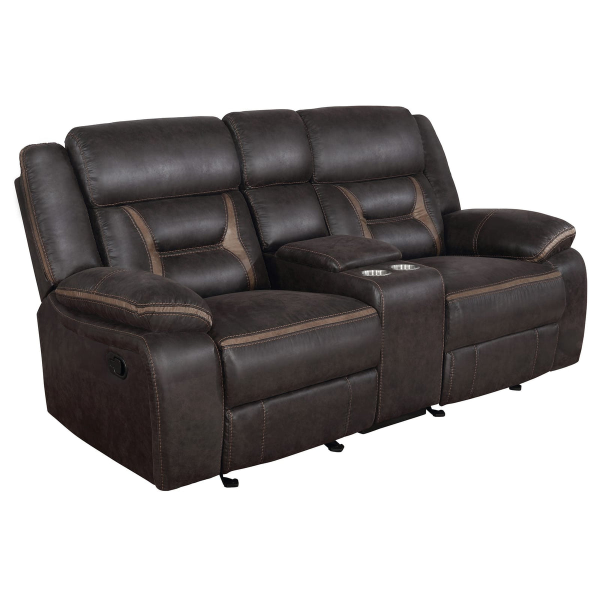 Brown Upholstered Glider Loveseat 77" Primary Living Space