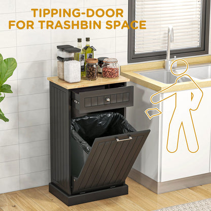 HOMCOM Kitchen Trash Cabinet - Black Storage & Safety