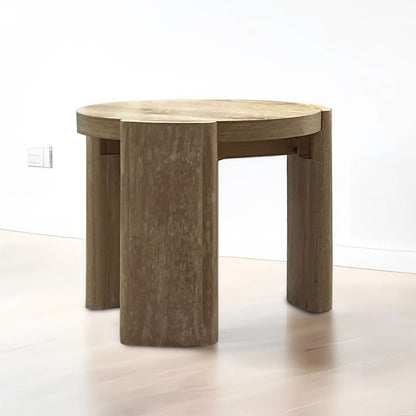 Oak End Table - 20" Round Contemporary Design