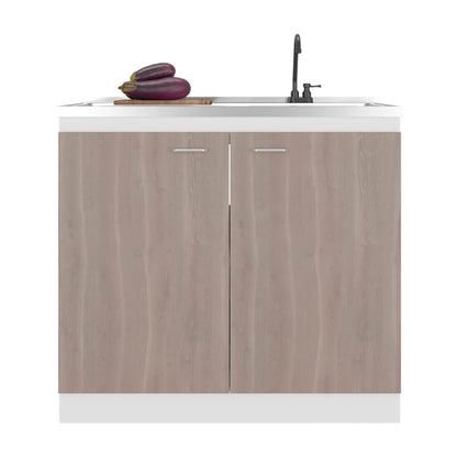 White Gray Freestanding Kitchen Sink Cabinet with Two Doors