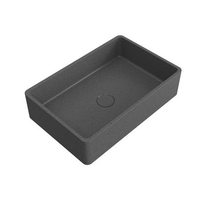 Dark Gray Concrete Bathroom Vanity - 19.68" Rectangular Sink