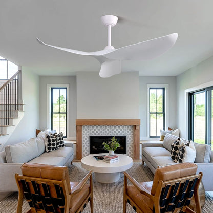 52 Inch White Ceiling Fan with Remote Control