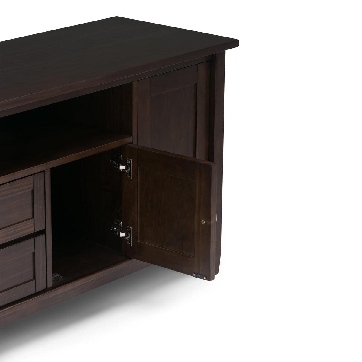 72" Dark Brown Wood TV Stand with Storage for Living Room