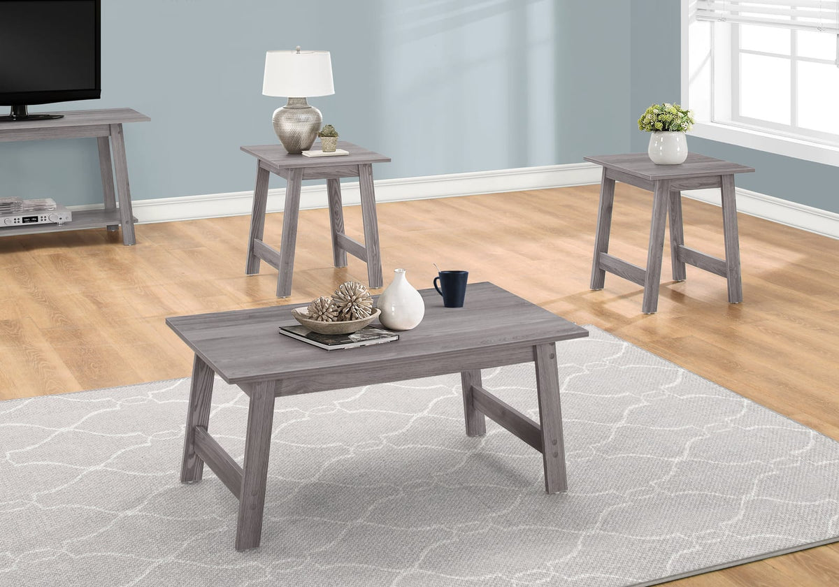 Grey 3 Piece Table Set - Coffee & End Tables for Living Room