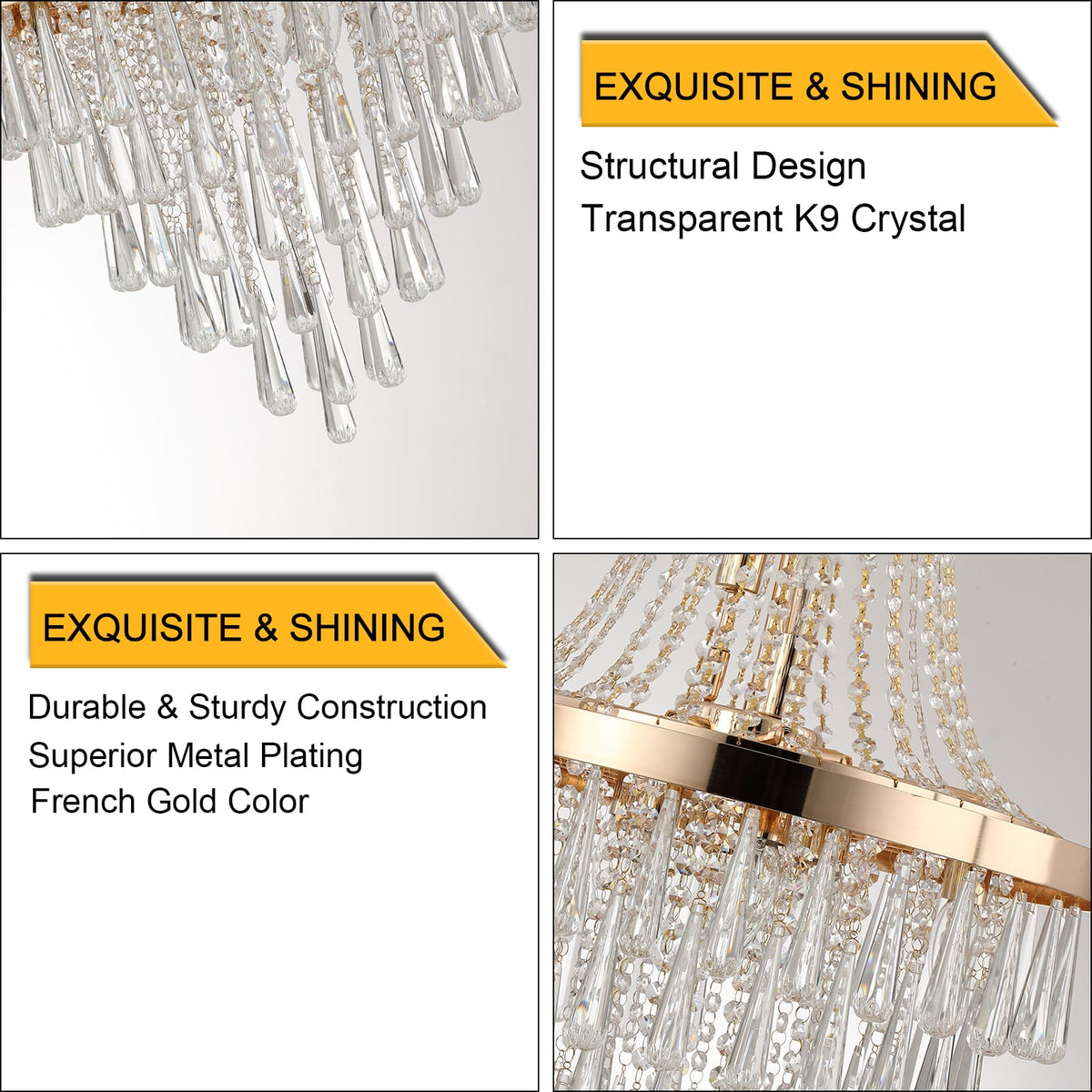 Gold Crystal Chandelier - 11 Lights - Living Room Lighting