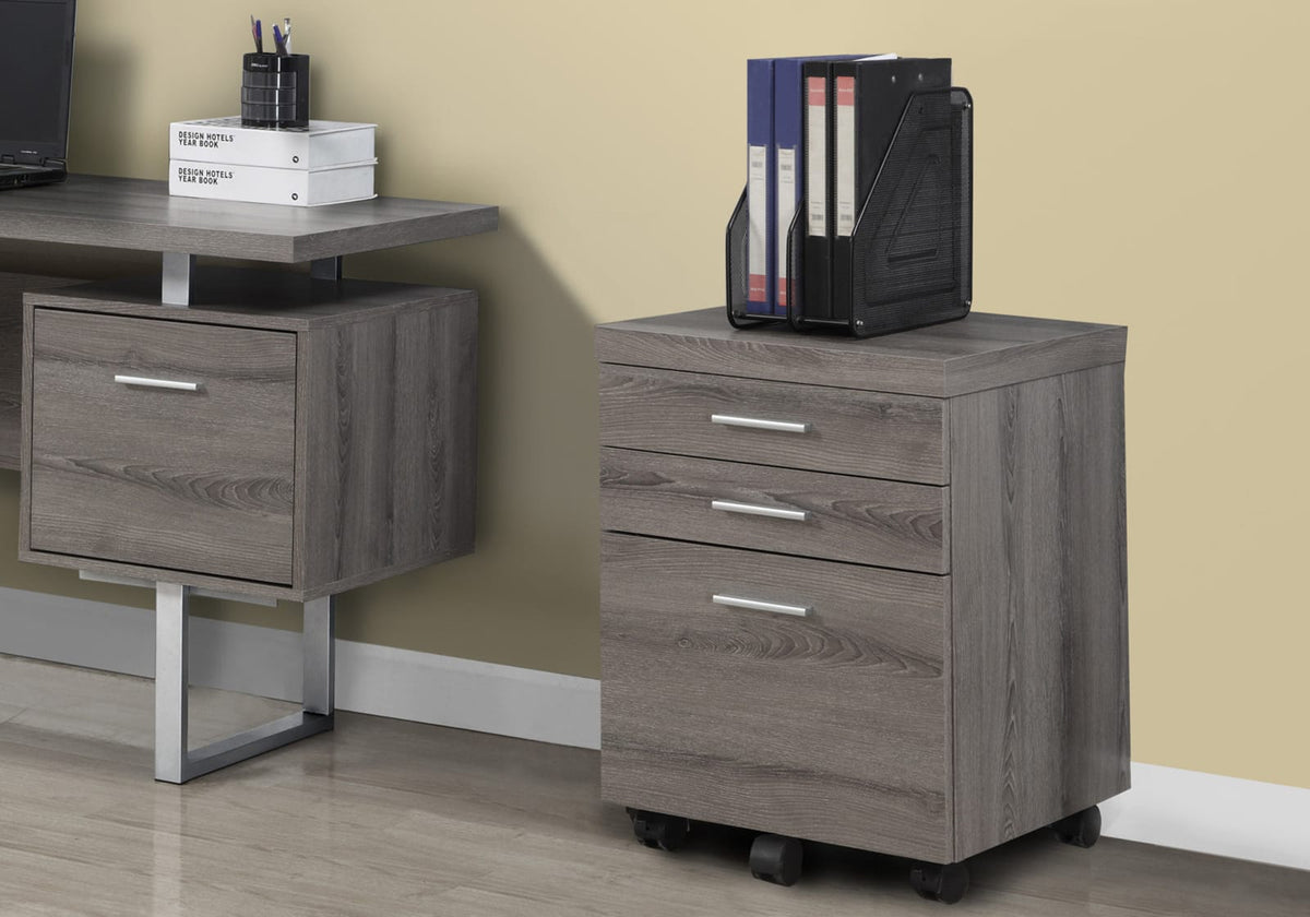 3-Drawer File Cabinet - Taupe Particle Board Storage