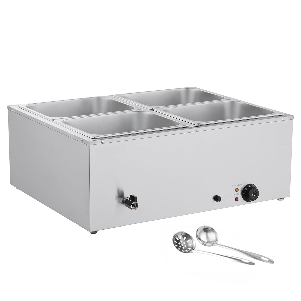 Commercial Food Warmer 4-Pan - Stainless Steel Buffet Bain Marie