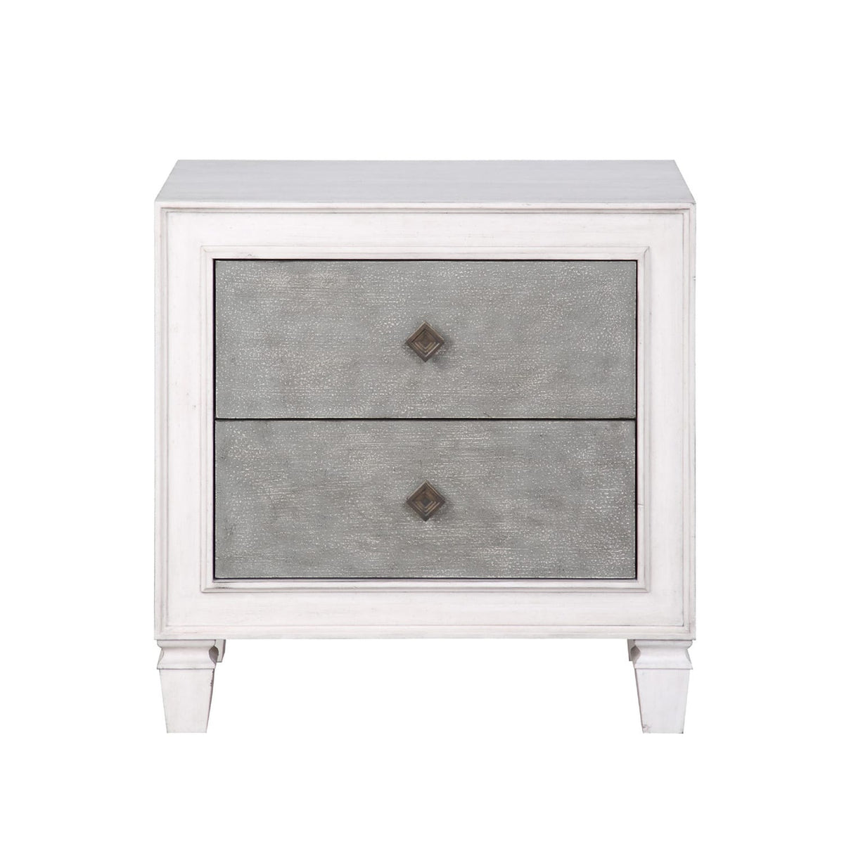 Two-Tone Finish Nightstand - 2 Drawers, Gray & White