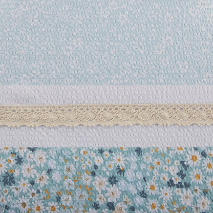 Aqua Polyester Seersucker Comforter Set - Full/Queen