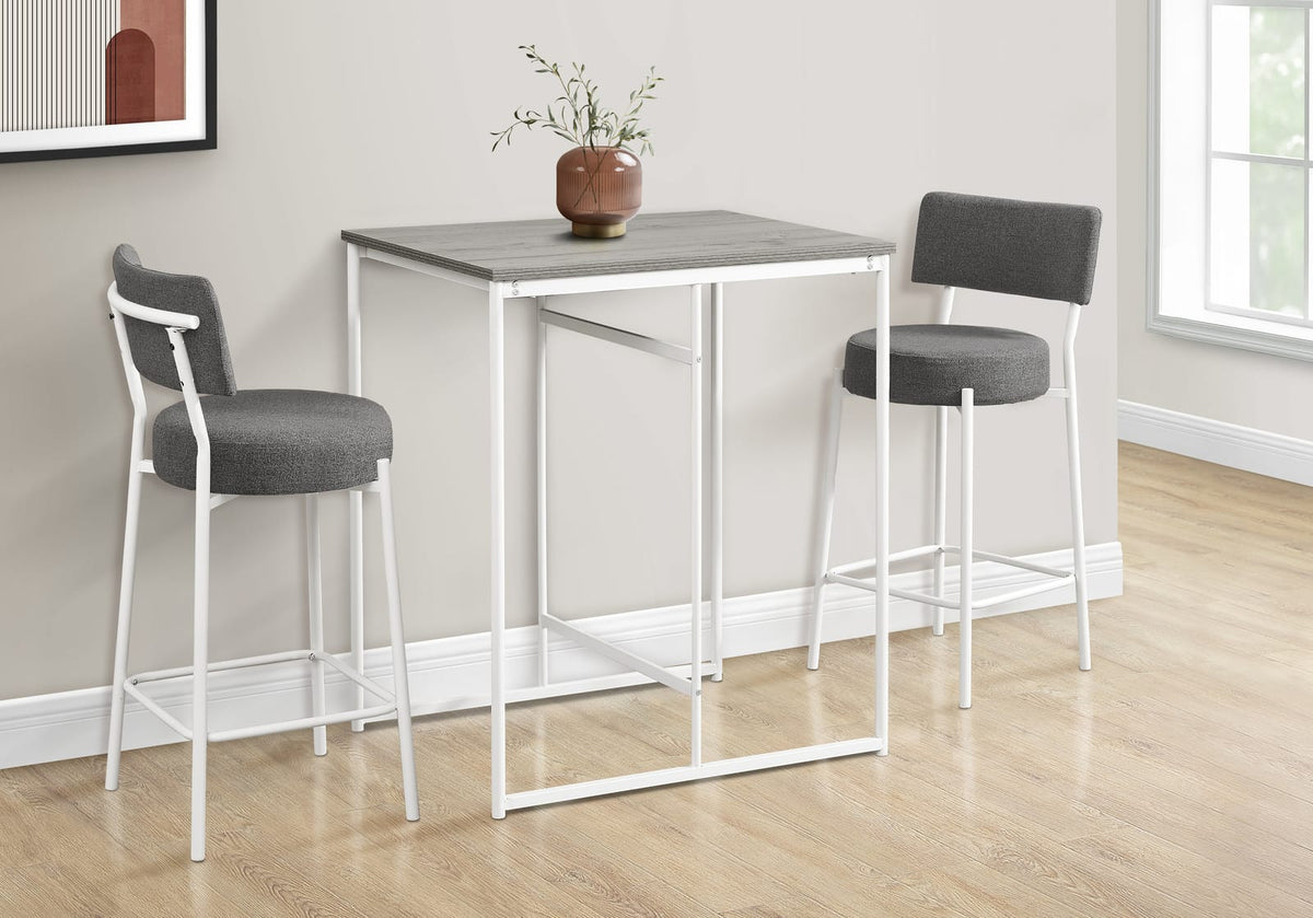 Grey Counter Height Dining Table with White Metal Legs for Dining Room