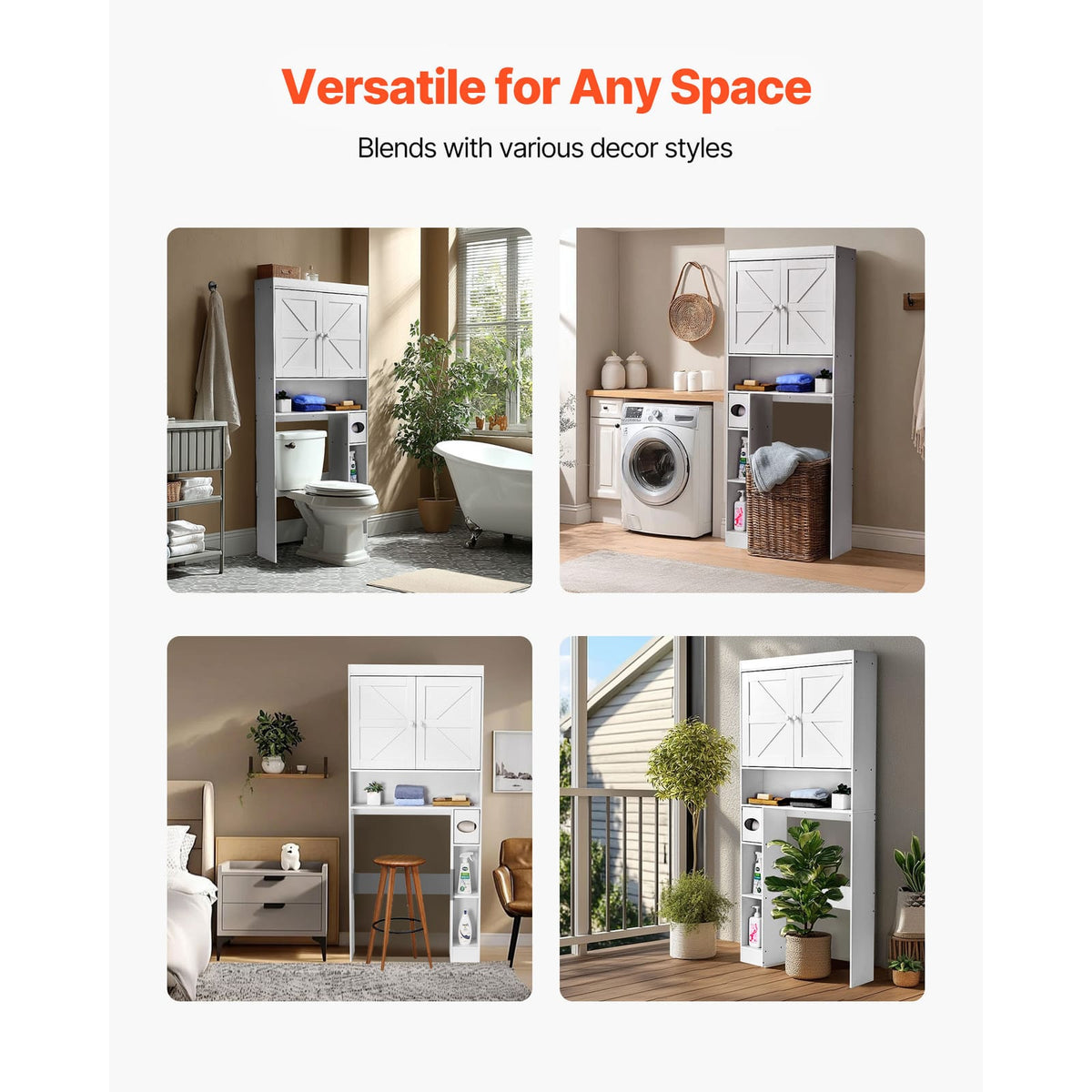 Over the Toilet Storage Cabinet - White, 67.4" H - Particle Board