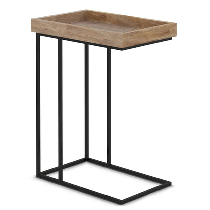 Light Brown Wood C Side Table - 18.1"D x 11.8"W