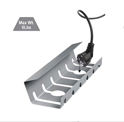Metal Cable Management Rack - Black Under Desk Organizer
