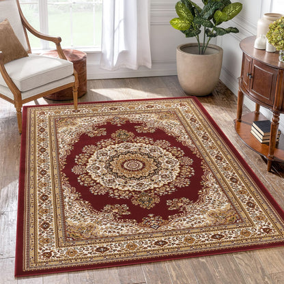 Red Medallion Area Rug - 8'7" x 6'3"