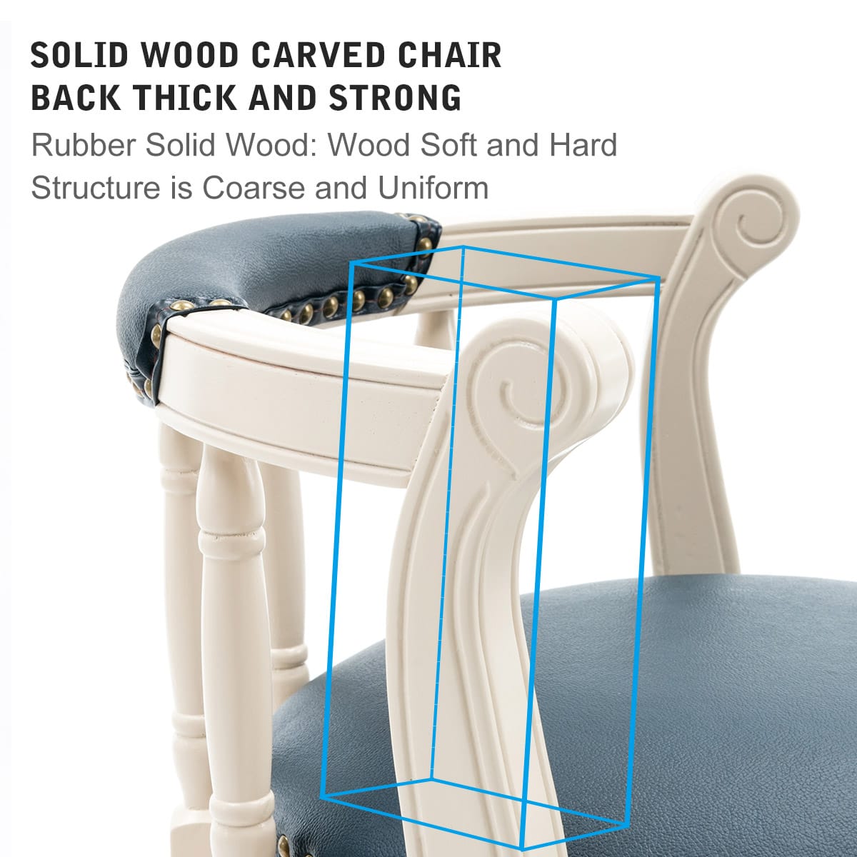 Cream Blue Genuine Leather Bar Stools for Kitchen Dining Room