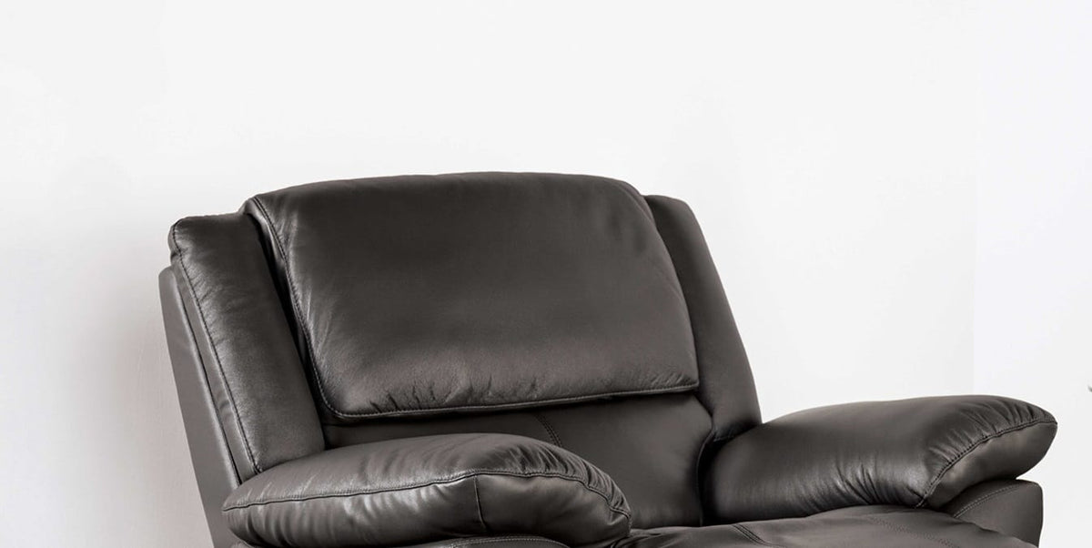Black Leather Metal Recliner Chair - 38.5" Primary Living Space for Living Room
