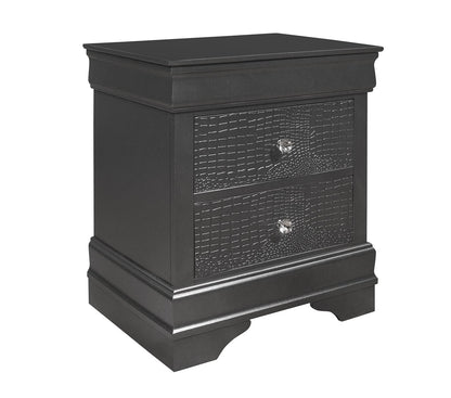Grey Square Nightstand with 2 Drawers