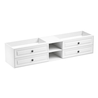 White Wall Mounted Bathroom Vanity Cabinet - 96" Storage