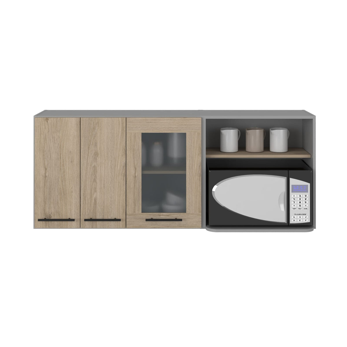 Beige Engineered Wood Wall Cabinet Rack for Living Room
