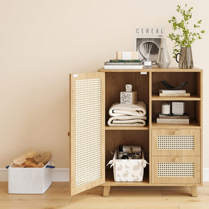 Natural Engineered Wood Buffet Cabinet - 15"W x 27.5"D x 33.8"H