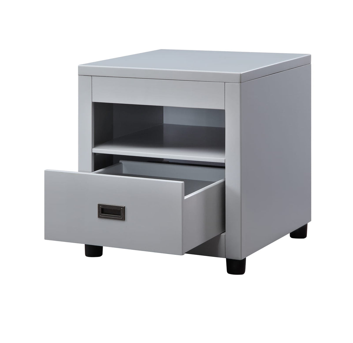 Gray End Table - 21" Round Top, Synthetic Wood