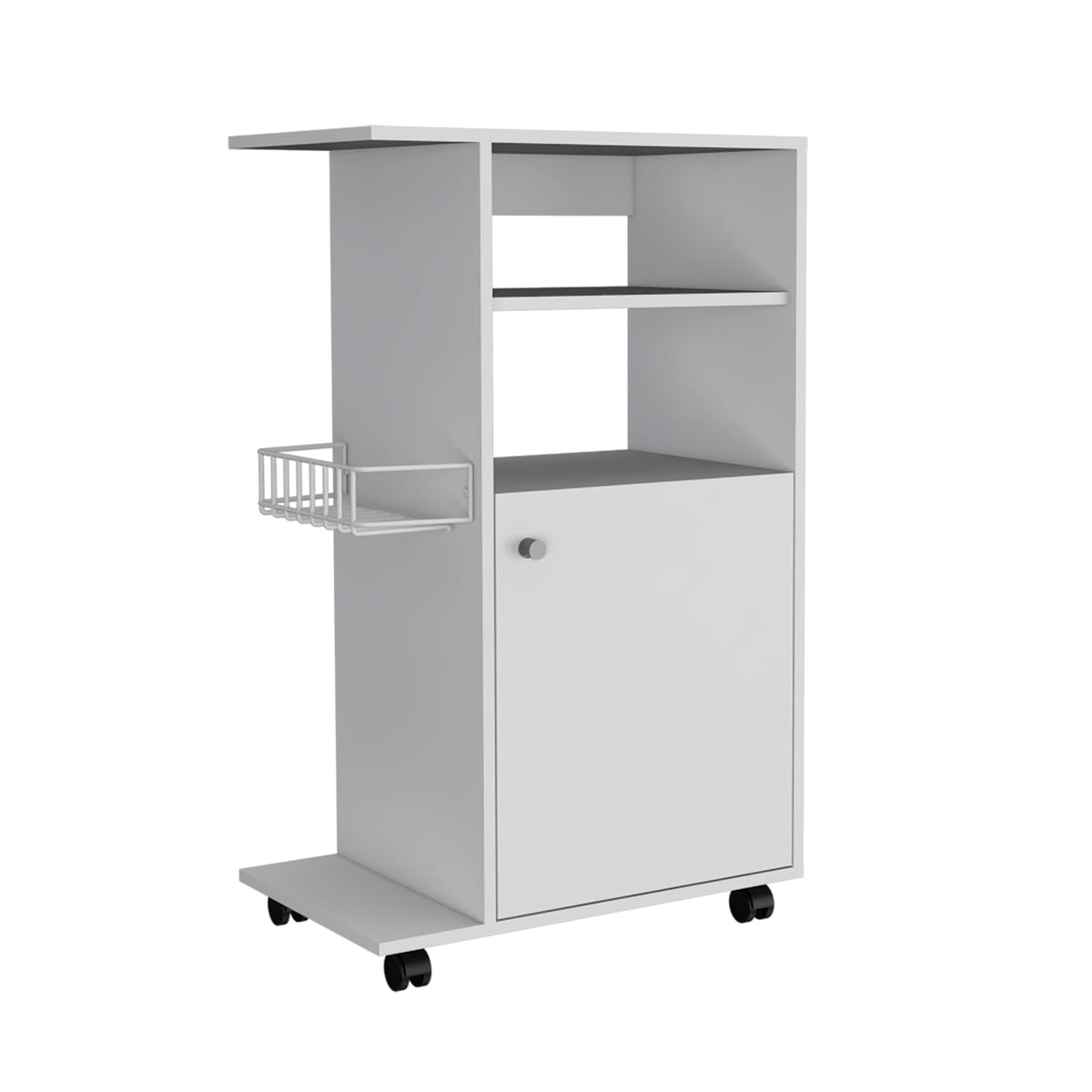Clip Kitchen Cart - White: Modern Dining Island with Storage