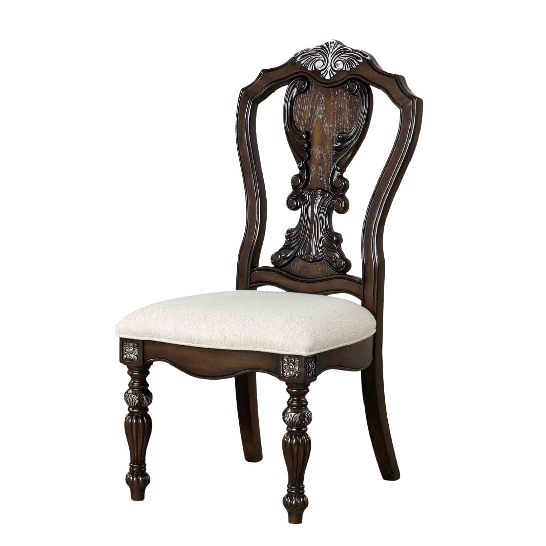 Traditional Dark Brown Solid Wood Side Chairs for Dining Room