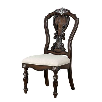 Traditional Dark Brown Solid Wood Side Chairs for Dining Room