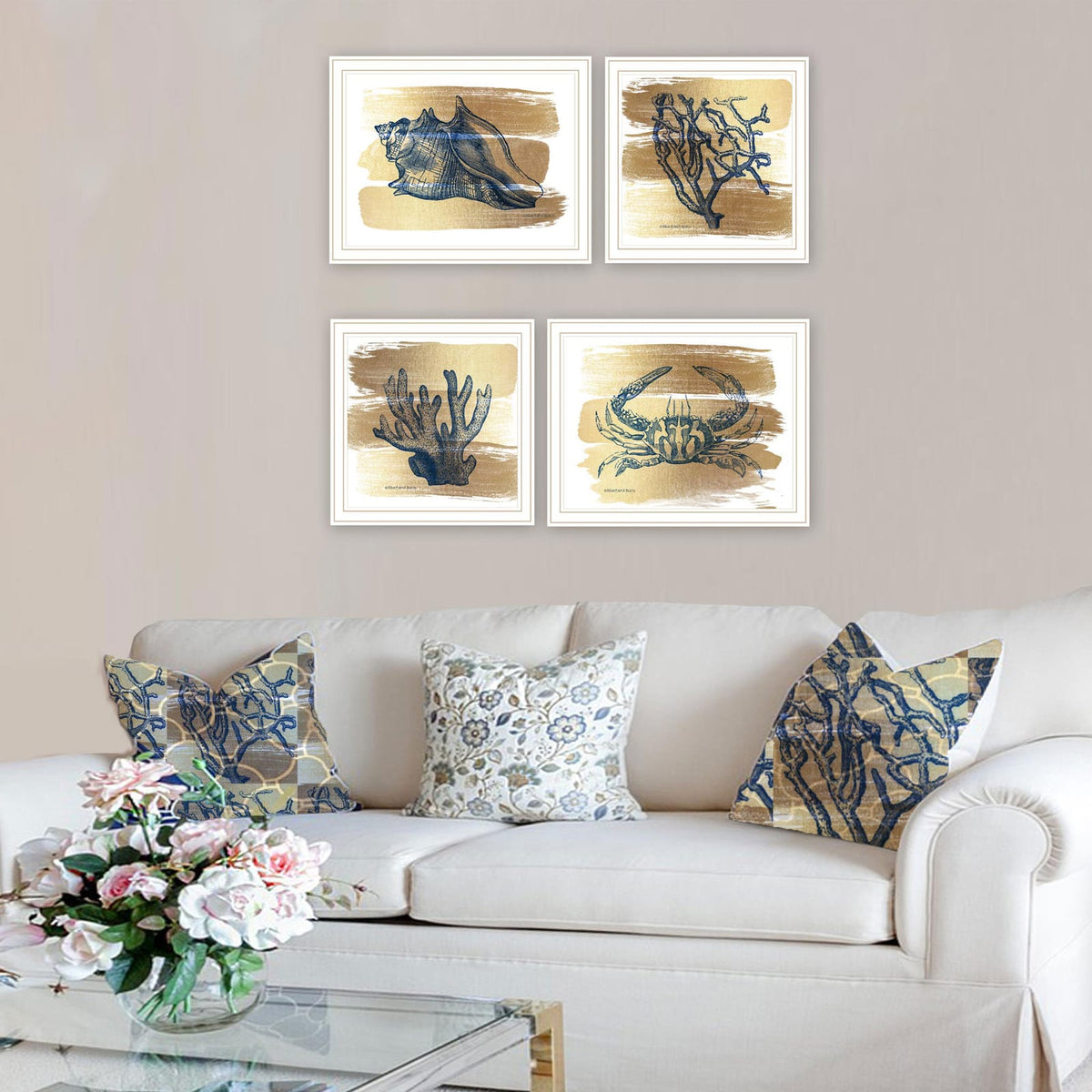 Multi-Colored Wood Paper Wall Art - 4 Piece Living Room Decor