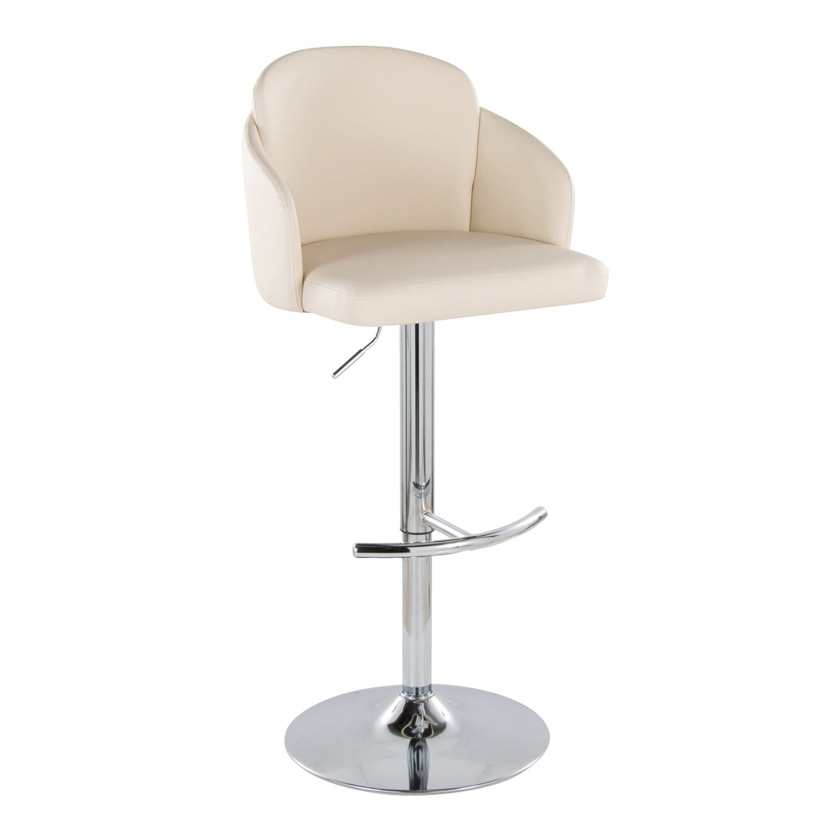 Cream Faux Leather Adjustable Barstools - Set of 2