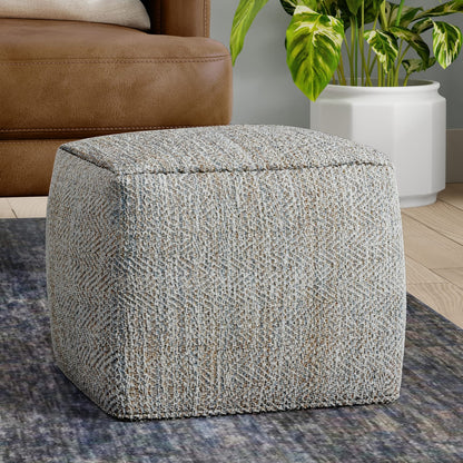 Gray Cotton Ottoman - 18 Inch Square Pouf