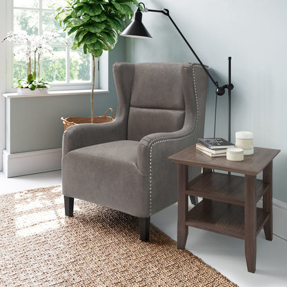 Dark Brown End Table - Compact Storage Table for Living Room