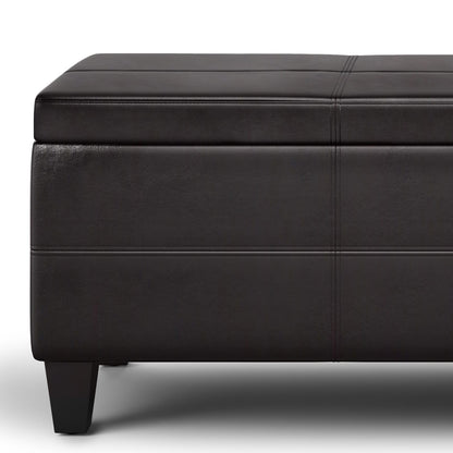 Avalon Lift Top Storage Ottoman - Dark Brown Faux Leather