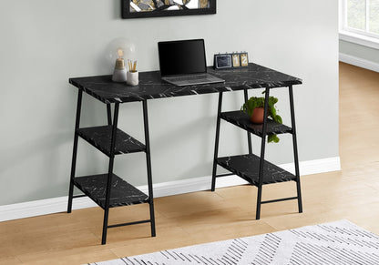 Black Metal Computer Desk with Storage Shelves - 48" L