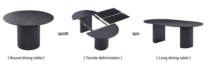 Black MDF Expandable Dining Table for Modern Kitchen Dining Room for Living Room